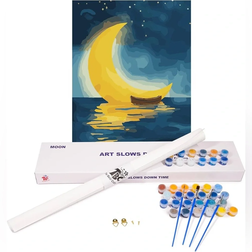 TBC The Best Crafts “Moon” DIY Paint by Number Painting for Adults and Kids - Picture 1 of 10